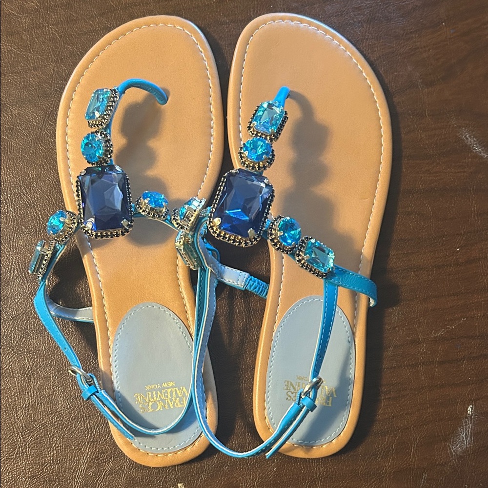 Frances Valentine Blue Gem Sandals